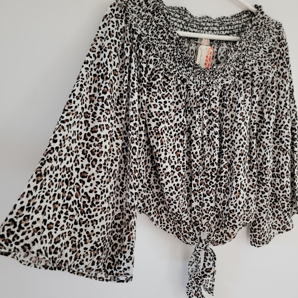 Free People Movement Leopard Print Women's Off-The-Shoulder Blouse